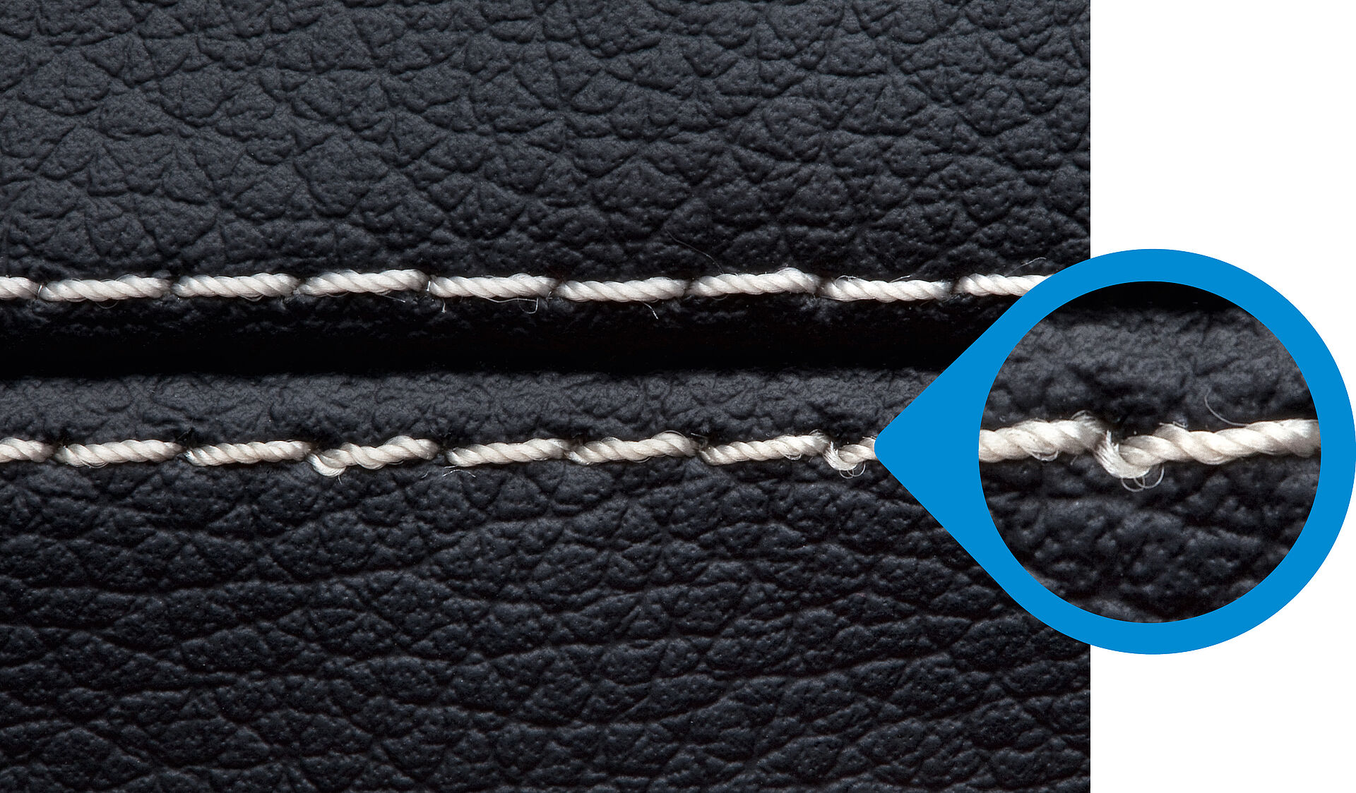 Uneven decorative seam on artificial leather